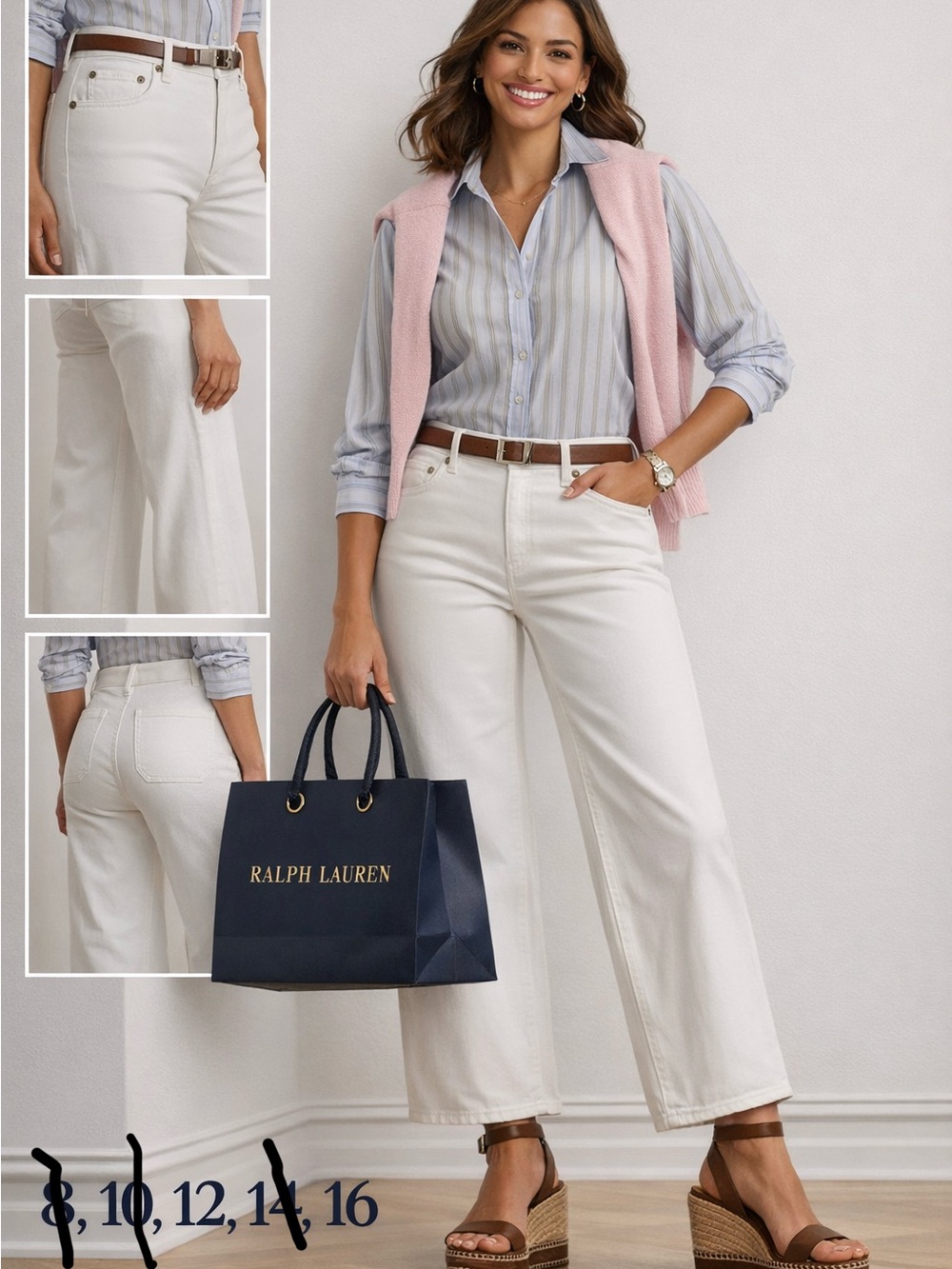 Ralph Lauren genuine denim white, High-Rise Wide-Leg Jeans